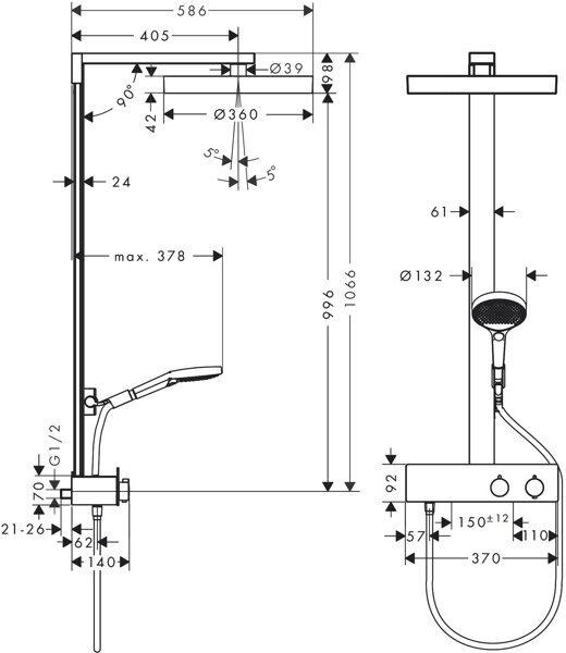 Produktbild hansgrohe Rainfinity Duschsystem 360, 1 Strahlart, ShowerTablet 350, 26853
