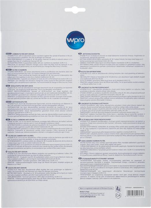 Immagine prodotto WPRO 2 filtri a carbone attivo tipo 29 484000008572, 481249038013, AMC912