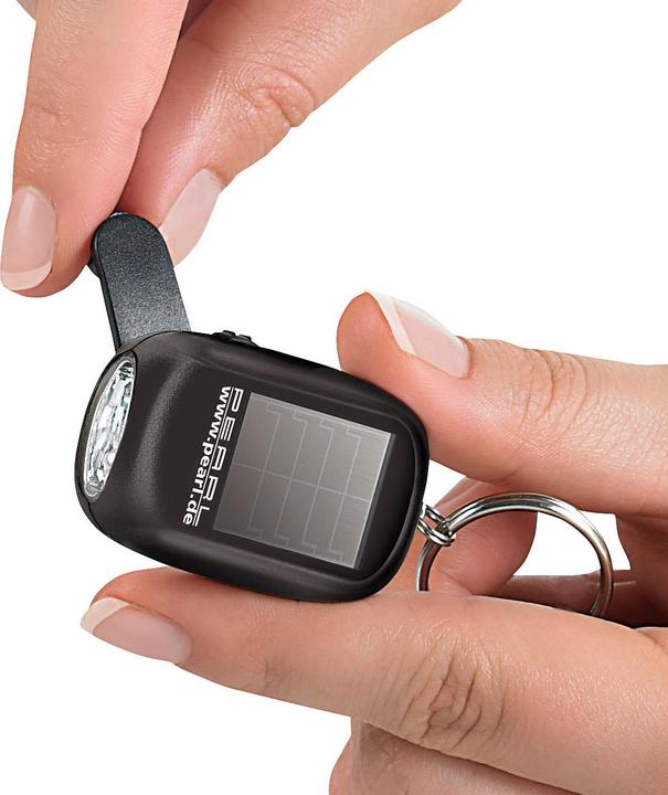 Produktbild Pearl Mini-Solar-LED-Taschenlampe mit Dynamo & Schlüsselring