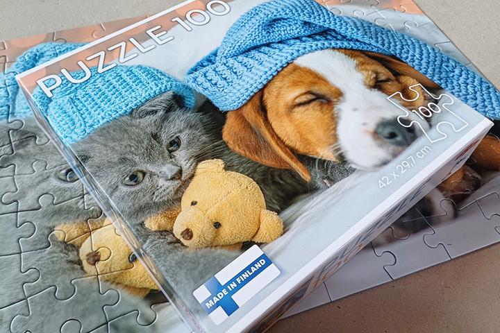 Produktbild Selecta Spielzeug Puzzle Süsses Kätzchen und schläfriger Hund, 100 Teile. (100 Teile)