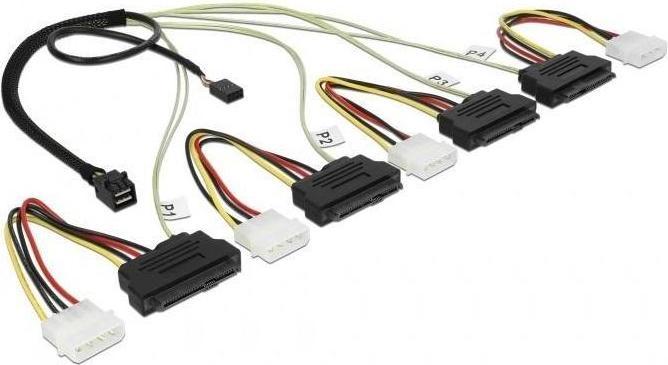 Immagine prodotto Delock Cavo Mini SAS HD x 4 SFF 8643 maschio > 4 x SAS 29 Pin SFF 8482 femmina