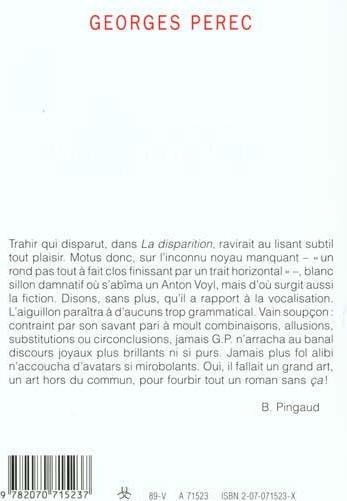 Image du produit La Disparition (Français, Georges Perec, 1990)