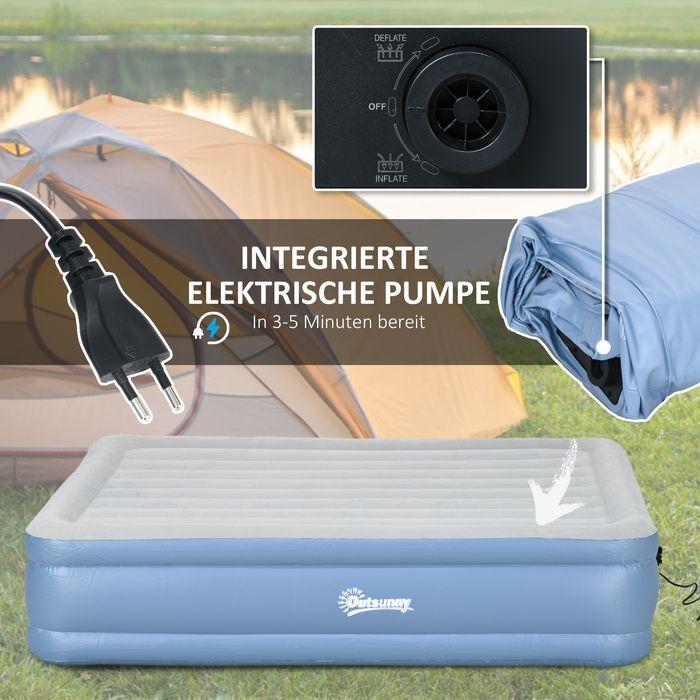 Produktbild Swisshandel24 Campingmatratze für 2 Personen, aufblasbar, eingebaute Pumpe, Tragetasche, 203x152x46cm, Hellblau (152 x 203 cm)