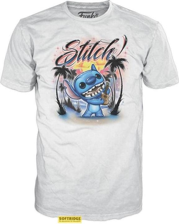 Actual product image Funko DISNEY - POP N° XXX - Ukelele Stitch (FLOCKED) +T-shirt (XL)