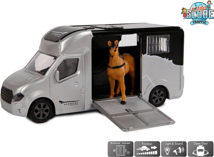 Actual product image Kids Globe Farming Die cast horse carriage with light and tone gray