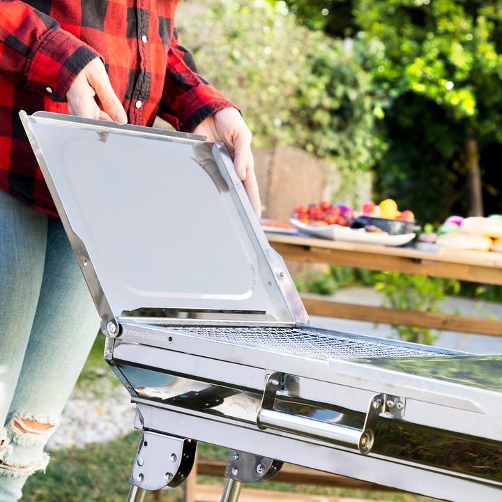 Produktbild InnovaGoods Tragbarer Holzkohlegrill - zusammenklappbar - Edelstahl