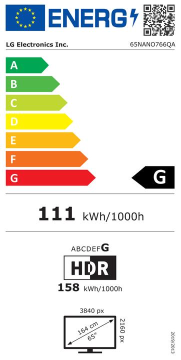Energie-Label LG 65NANO766QA (65", Nano-Cell)