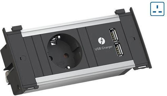Produktbild Bachmann KAPSA XS 1xUK 1xUSB Charger Strom 0,2m GST18 (1 x, BS 1363, CEE 7/3, 2 m)
