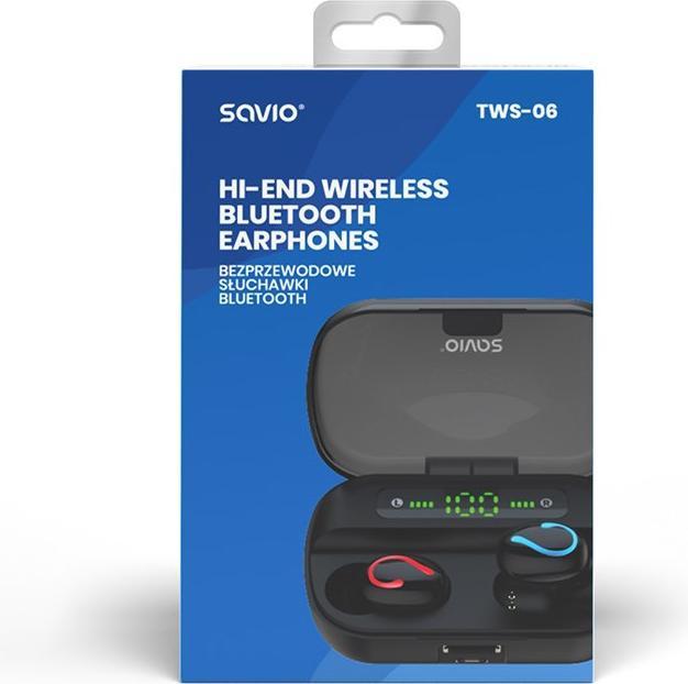 Actual product image Savio TWS-06 Bluetooth 5.0 + EDR Headphones & Headset in Ear Black (120 h, Wireless)