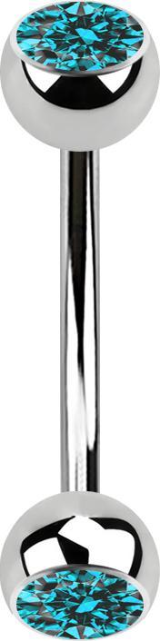 Produktbild Star Piercing Micro Banane silber mit zwei Kugeln Kristall aqua (Chirurgenstahl 316L, ohne Messing)