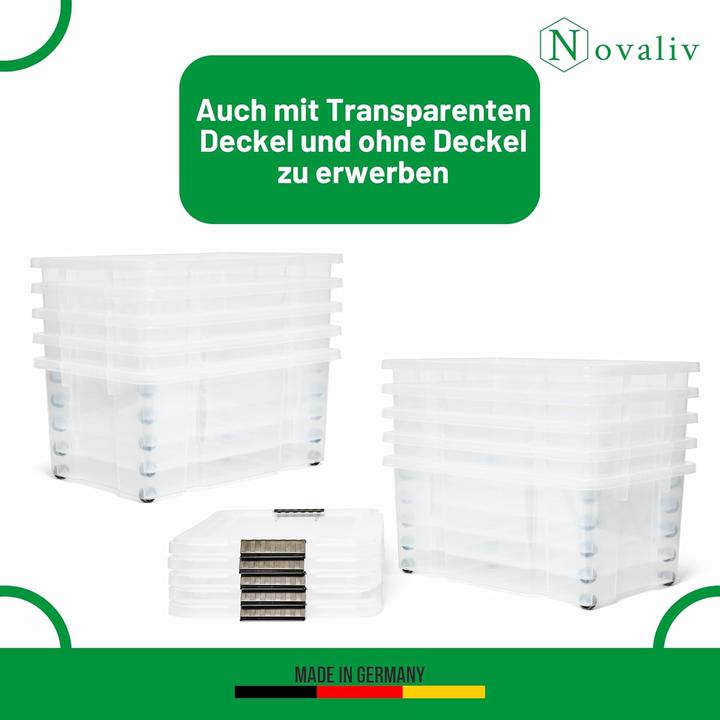 Produktbild Novaliv 8x Aufbewahrungsboxen mit Deckel Gross 45L Anthrazit Nestbar stapelbar mit Clipverschluss Rol (45 l)