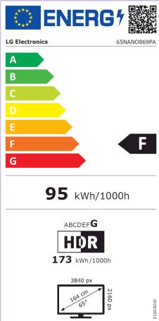 Etichetta energetica LG 65NANO869PA (65", NANO86, Nano-Cell, 4K, 2021)
