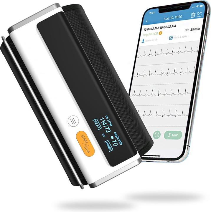 Immagine prodotto ViatomTech BP2 Smart Bloeddrukmeter + ECG, Bluetooth Sync, 3 misuratori di pressione, Bloeddrukmeter voor (Sfigmomanometro per braccio)
