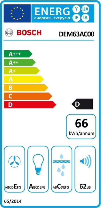 Label énergétique Bosch Hausgeräte DEM63AC00 (Hotte murale)
