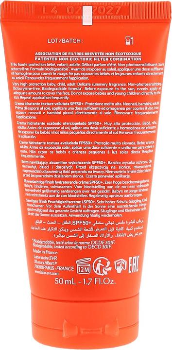 Valeurs nutritives et ingrédients Crème Sun Protection Factor 50 + (re) (Crème solaire visage, SPF 50+, 50 ml)
