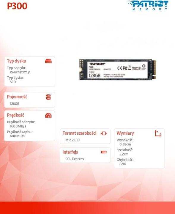 Image du produit Patriot P300 (128 Go, M.2 2280)