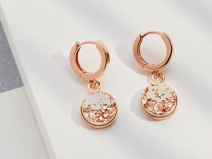 Image du produit C. Jungle Boucles d'oreilles Créoles Ava2 Fait à la main en argent sterling plaqué or rose 18 carats Ultra ho (Plaqué or rose 18 carats, Argent, Béton à très haute résistance)