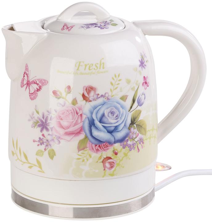 Produktbild Rosenstein & Söhne Keramik-Wasserkocher mit Blumenmuster (1.70 l)