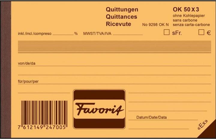 Actual product image Favorit Receipts (150 x)