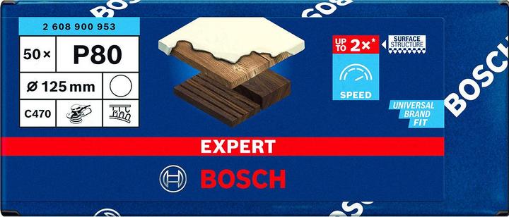 Actual product image Bosch Professional Zubehör EXPERT C470 Abrasive paper without holes for angle grinders and drills, 125 mm, G 80, 50 pcs. (80)