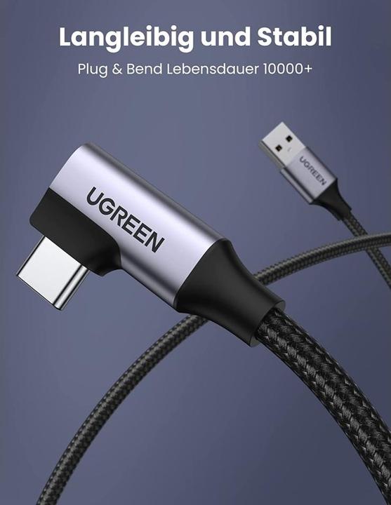 Immagine prodotto Ugreen Cavo angolare da USB a USB-C US385, 3A, 1m (nero) (1 m, USB 3.0)