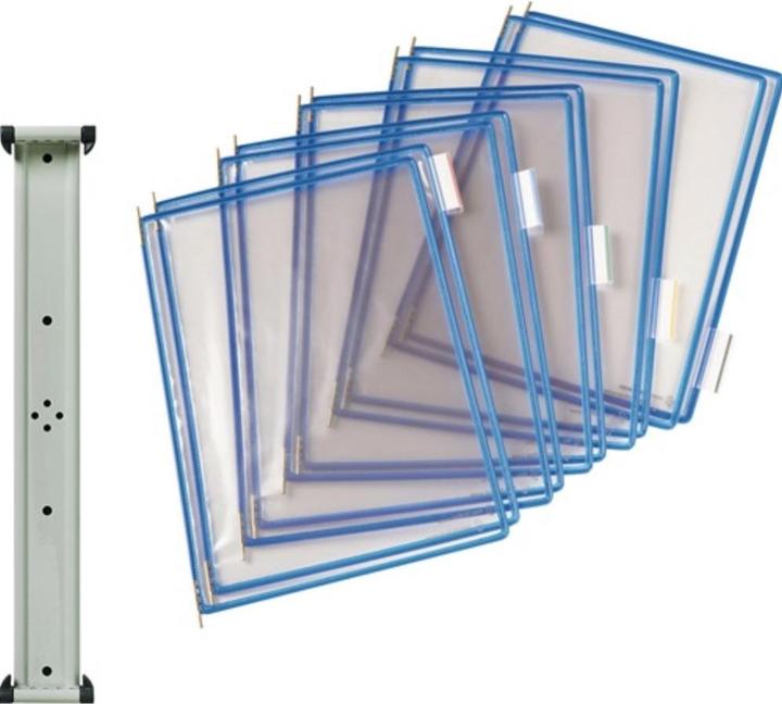 Produktbild Tarifold Wandhalter 10 Sichttafeln blau mit Drahtrahmen, kunststoffummantelt passend für DIN A4