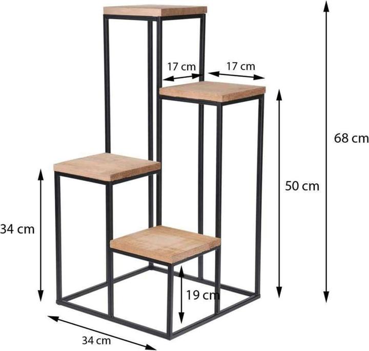 Actual product image Home&Styling Plant stand with 4 shelves Natural and black flower pot stand