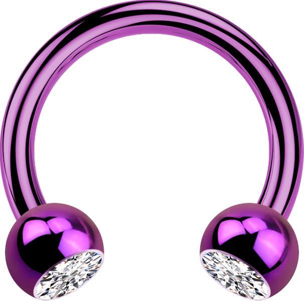 Produktbild Star Piercing Micro Circular Barbell violett mit zwei Kugeln Kristall silber (ohne Messing, Titan G23)