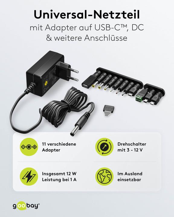 Produktbild Goobay Universal-Netzteil 3 V - 12 V