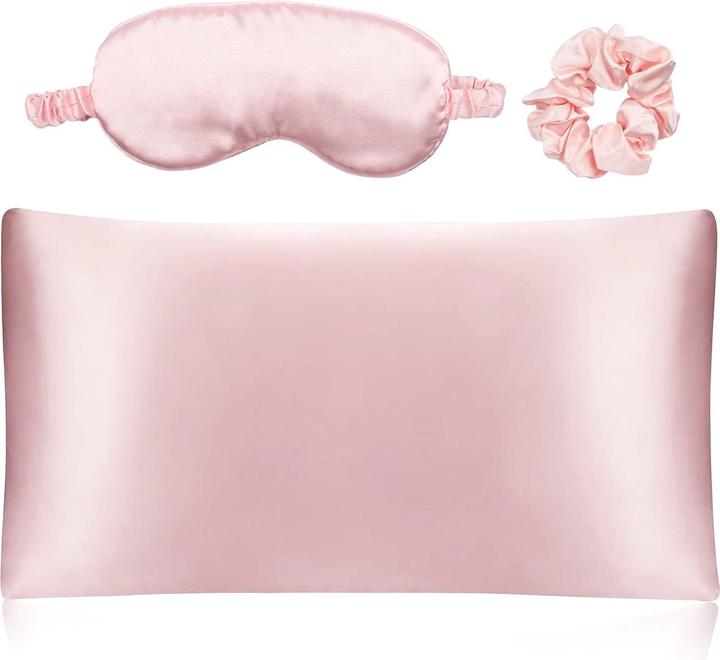 Actual product image Intirilife Seiden Schlafset inkl. Schlafmaske Kissenüberzug Haarband (Sleeping mask)