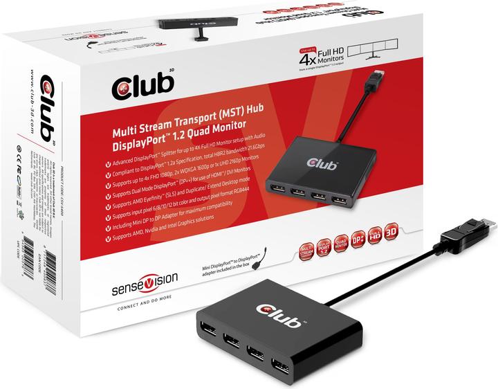 Actual product image Club 3D Multi Streaming Transport Hub 1xDP input to 4xDP output