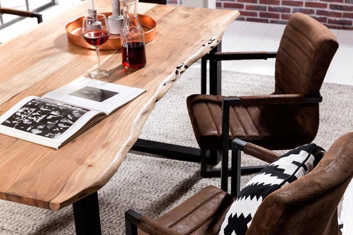 Image du produit SIT Möbel Table en bois massif Ux3.6 acacia naturel-noir antique (180 x 90 x 76 cm)