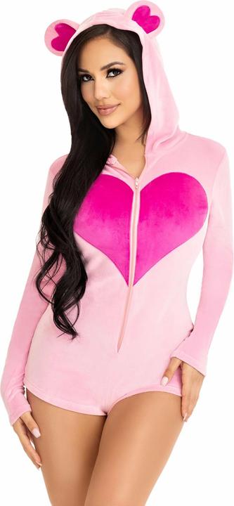 Actual product image Leg Avenue TEDDY BEAR VELVET BODYSUIT, PINK, S (S)