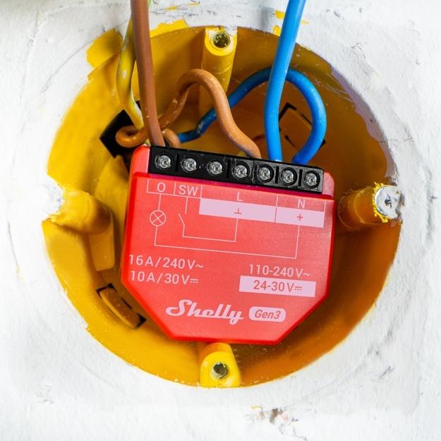 Actual product image Shelly Smart switch 1PM Gen3, relay, flush-mounted, 1 channel, max. 16 A, WLAN, Bluetooth, 2 pieces