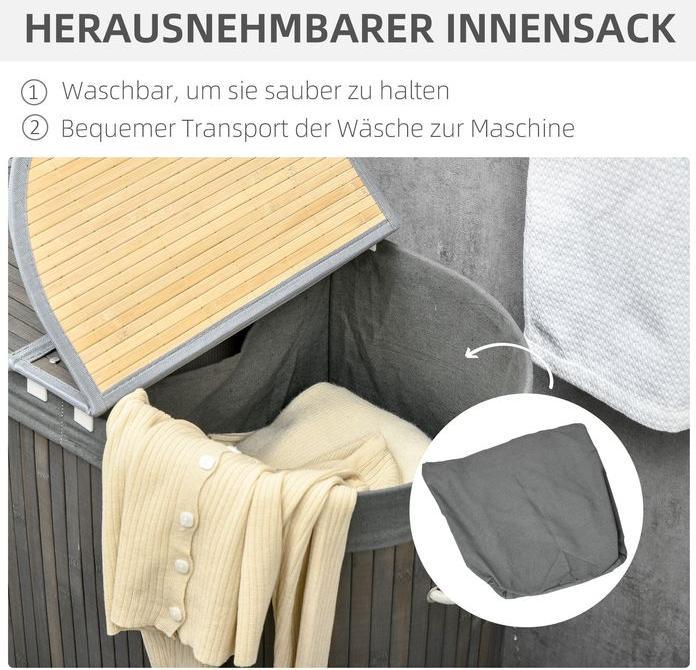 Image du produit Swisshandel24 Wäschekorb mit Deckel 100L Wäschesammler mit Griffen, 2 herausnehmbar Wäschesack (100 l)