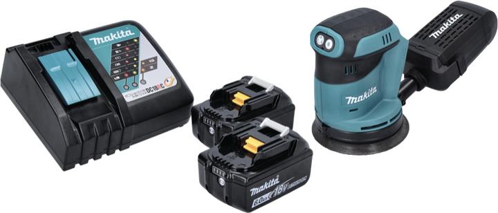 Produktbild Makita DBO 180 RG Akku Exzenterschleifer 18 V 125 mm + 2x Akku 6,0 Ah + Ladegerät (Exzenterschleifer)