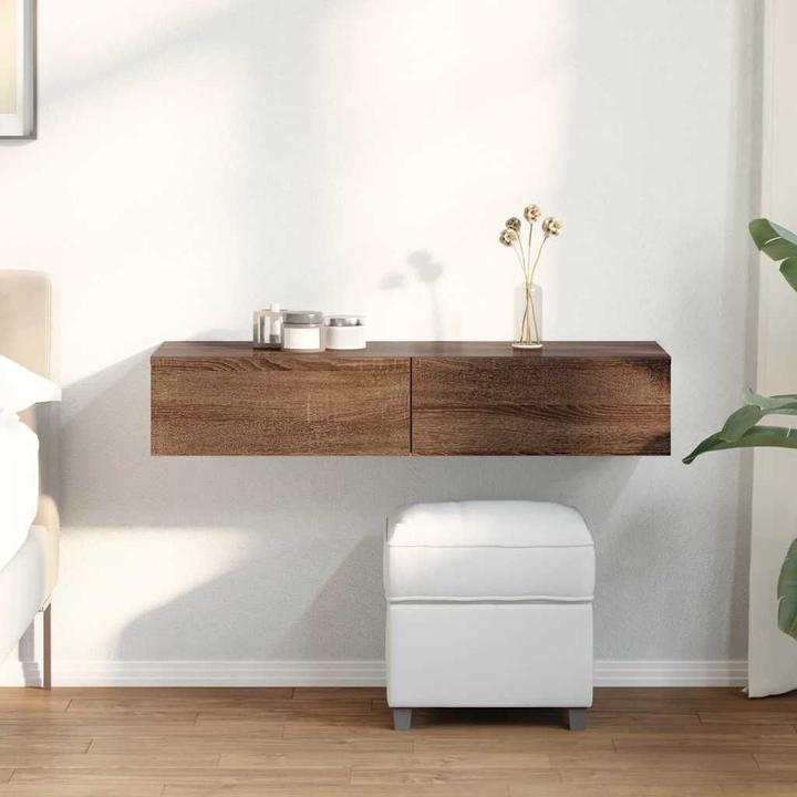 Produktbild VidaXL Wandregal mit Schubladen Braun Eiche 100x36x19 cm Holzwerkstoff