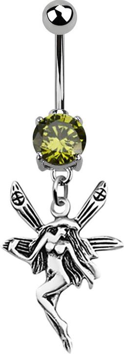 Produktbild Star Piercing Banane silber mit Anhänger Fee olive (ohne Messing, 925 Sterlingsilber, Chirurgenstahl 316L)