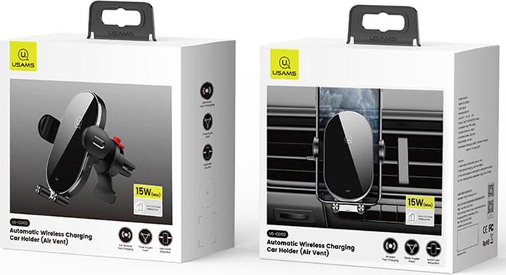 Image du produit Usams Uchwyt indukcyjny US-CD131 15W Automatic do szyby/na deskę rozdz. czarny/black CD131ZJ01