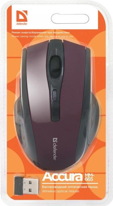 Immagine prodotto Defender MAUS ACCURA MM-665 RF ROSSO SCURO 1600dpi 6P (Senza fili)