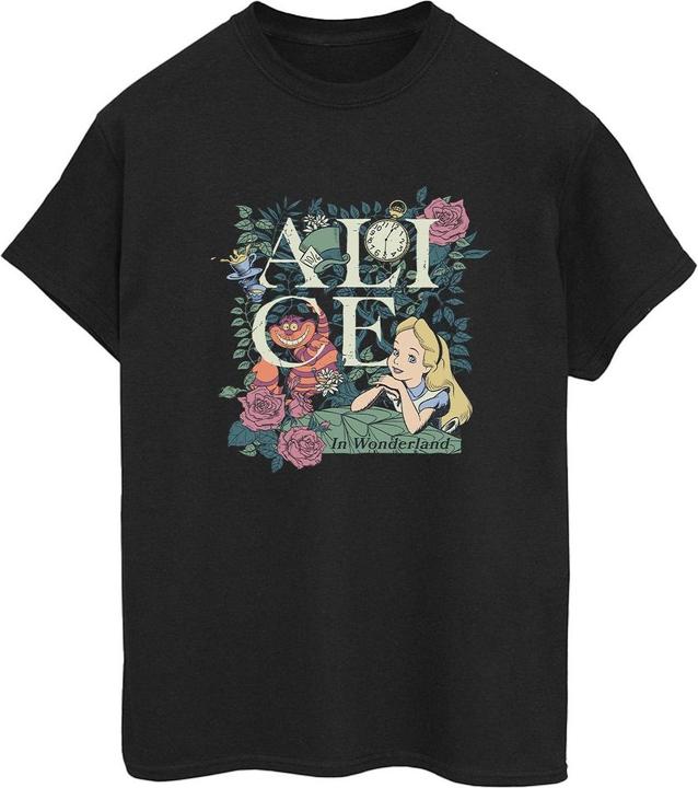 Actual product image Disney Womens/Ladies Alice In Wonderland Leafy Garden Cotton Boyfriend T-Shirt (S)