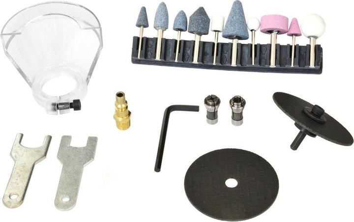 Actual product image GEKO Pneumatic straight grinder with accessories, 3 or 6mm, 1/4, 18000/min (Straight grinder)