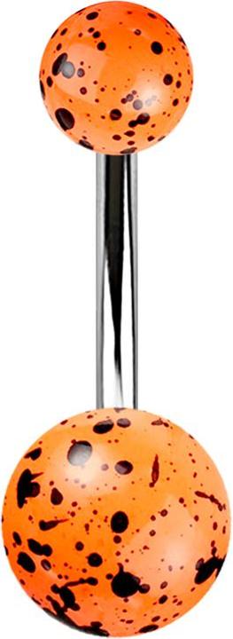Immagine prodotto Star Piercing Banana argento con due palline di colore arancione (senza ottone, Acciaio chirurgico 316L, Acrilico)