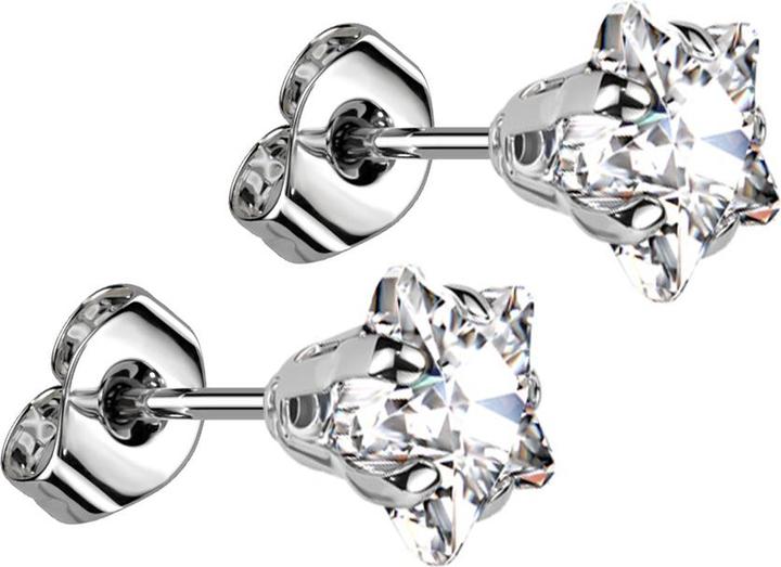 Produktbild Star Piercing Ohrstecker silber mit Sternkristall silber (Chirurgenstahl 316L, ohne Messing)