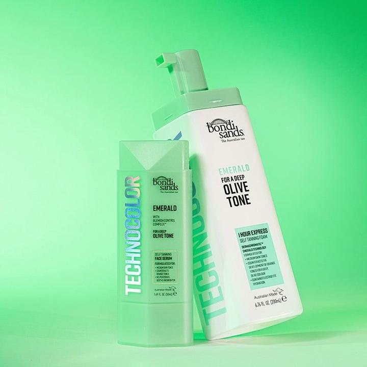 Actual product image Bondi Sands Technocolor Emerald Self-Tanning Face Serum Easy Application Streak Free Tan Enriched wi (Self tanning serum, 50 ml)