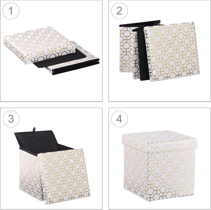 Image du produit Relaxdays Tabouret pliable, rembourré avec couvercle