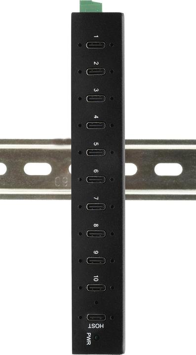 Actual product image Exsys Industrial USB 3.2 Gen 2x1 Hub 10-Port (USB-C, 10 Ports)