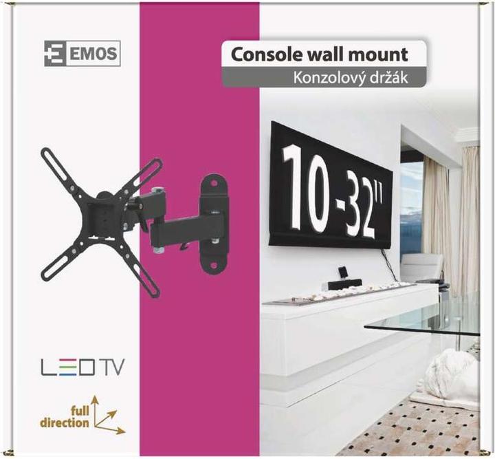 Produktbild Emos TV-Wandhalterung neigbar und schwenkbar 10–39" (25–99 cm) (Wand, 32", 25 kg)