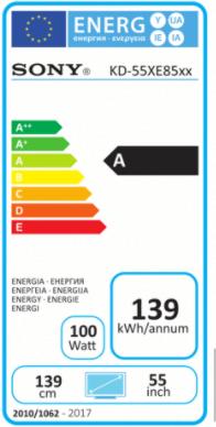 Label énergétique Sony Kd-55xe8505 (55", LCD, 4K, 2017)