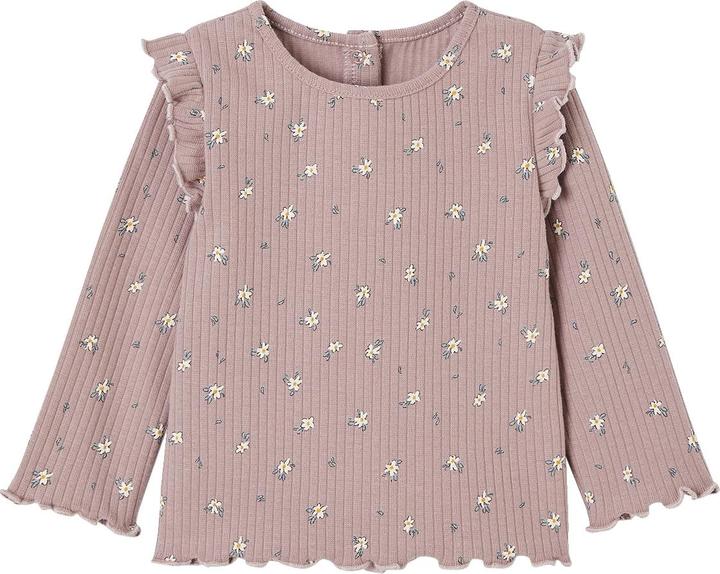 Produktbild Vertbaudet Geripptes Mädchen Baby Shirt mit Volantärmeln, Bio-Baumwolle (80)